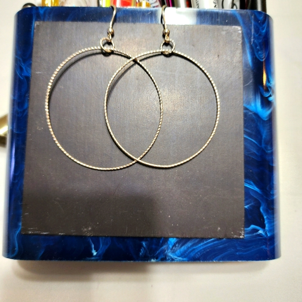Vintage Sterling Silver Dangle Drop Hoop Earrings 2" Boho Trendy